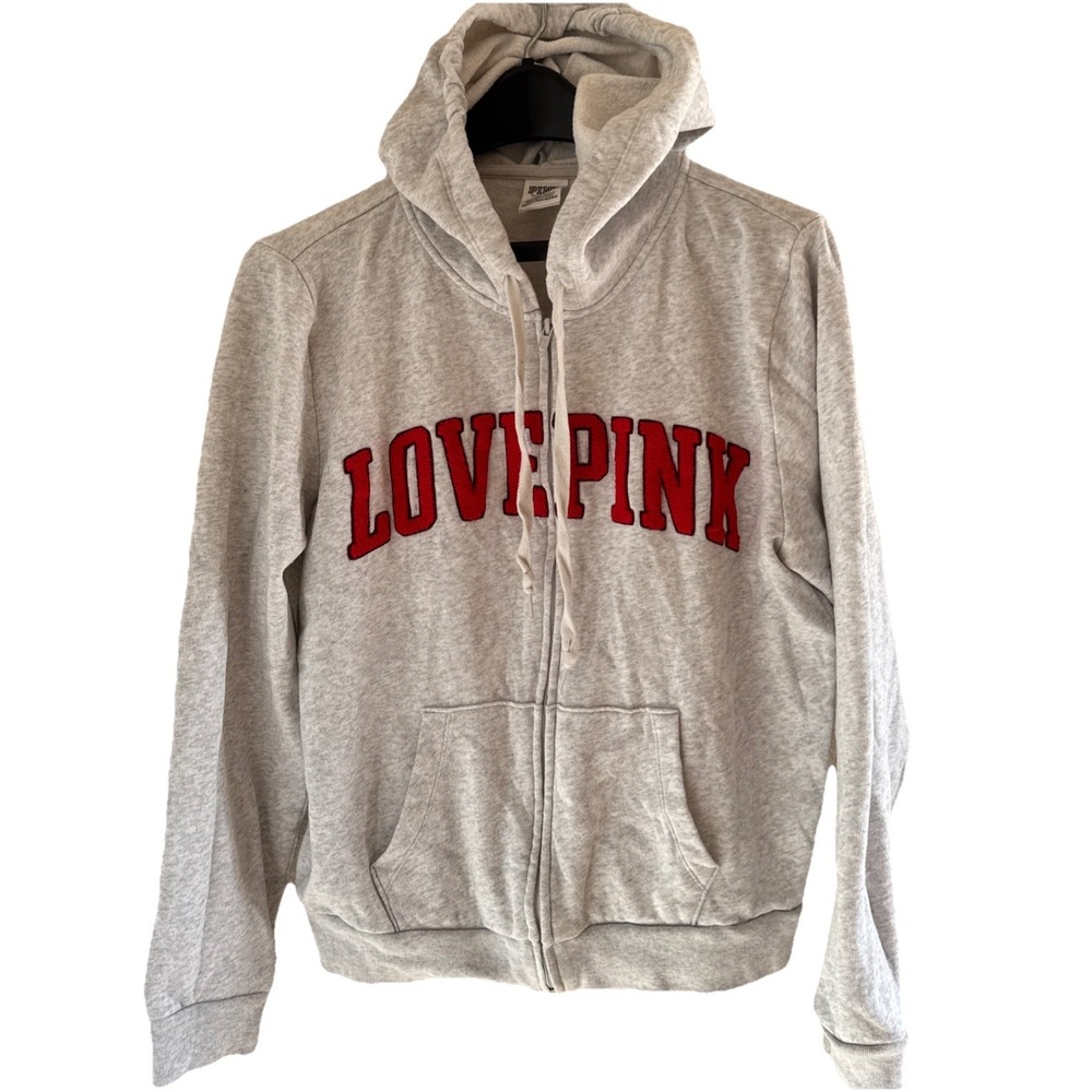 Victoria's Secret VS Sweatshirt Hoodie LOVE PINK Drawstring Sz L Enbroidery Logo